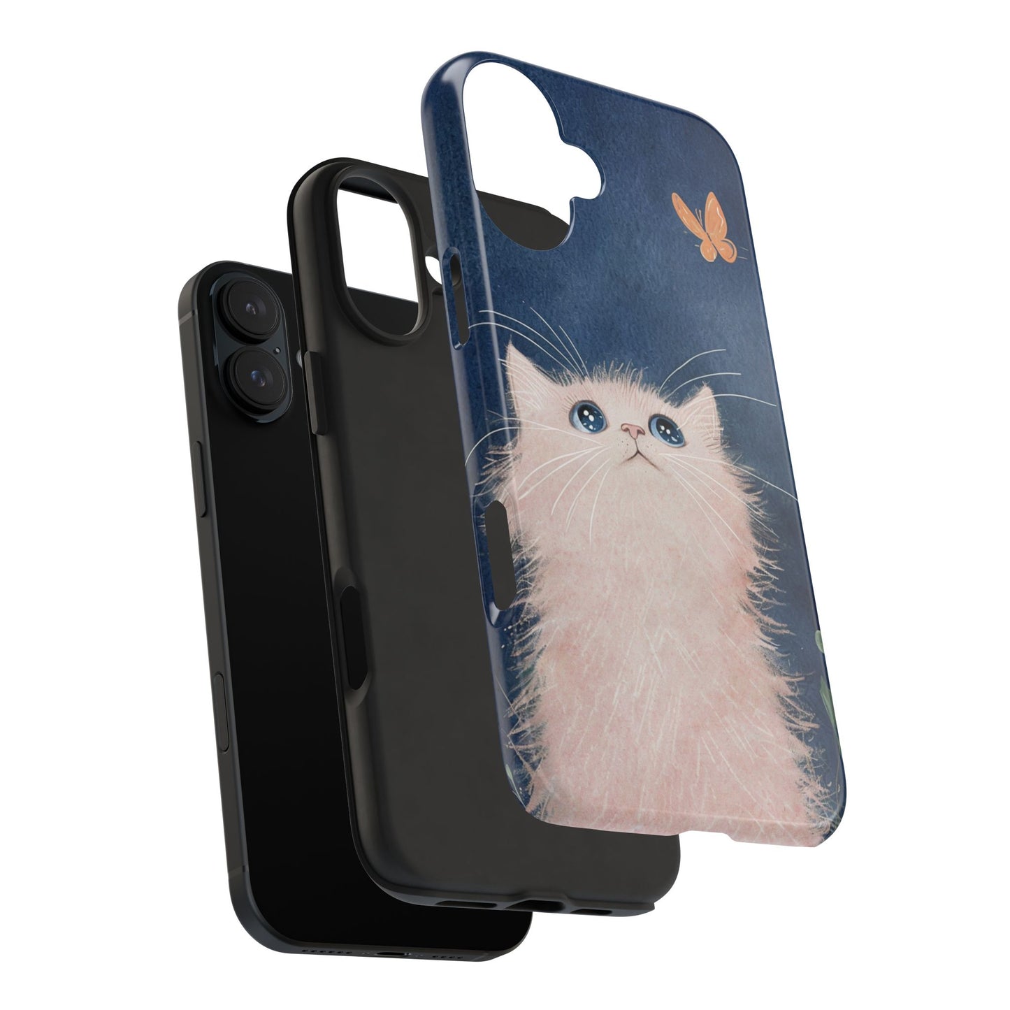 Cute Cat & Butterfly iPhone Case