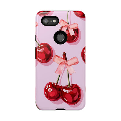 Cherry Ribbon Phone Cases for iPhone, Samsung Galaxy, and Google Pixel