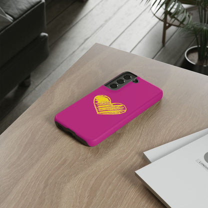 Yellow Heart, Pink Phone Case