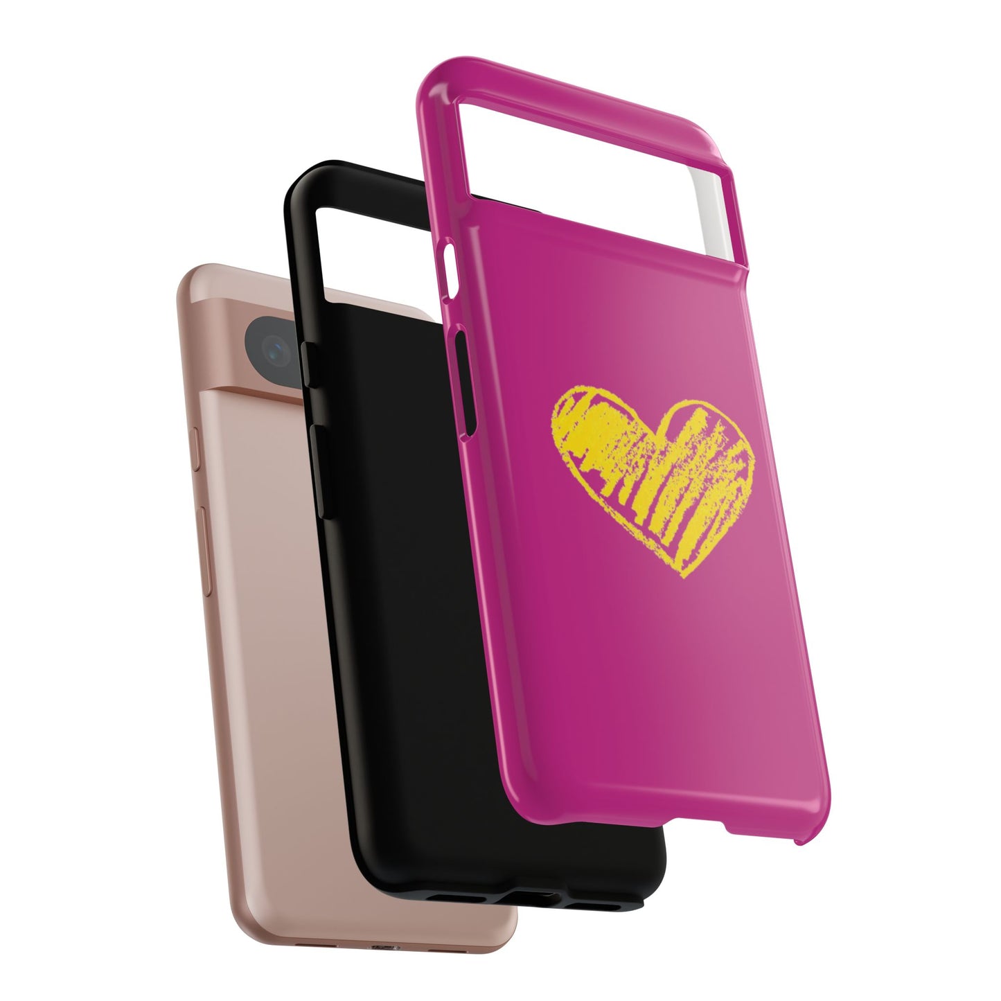 Yellow Heart, Pink Phone Case