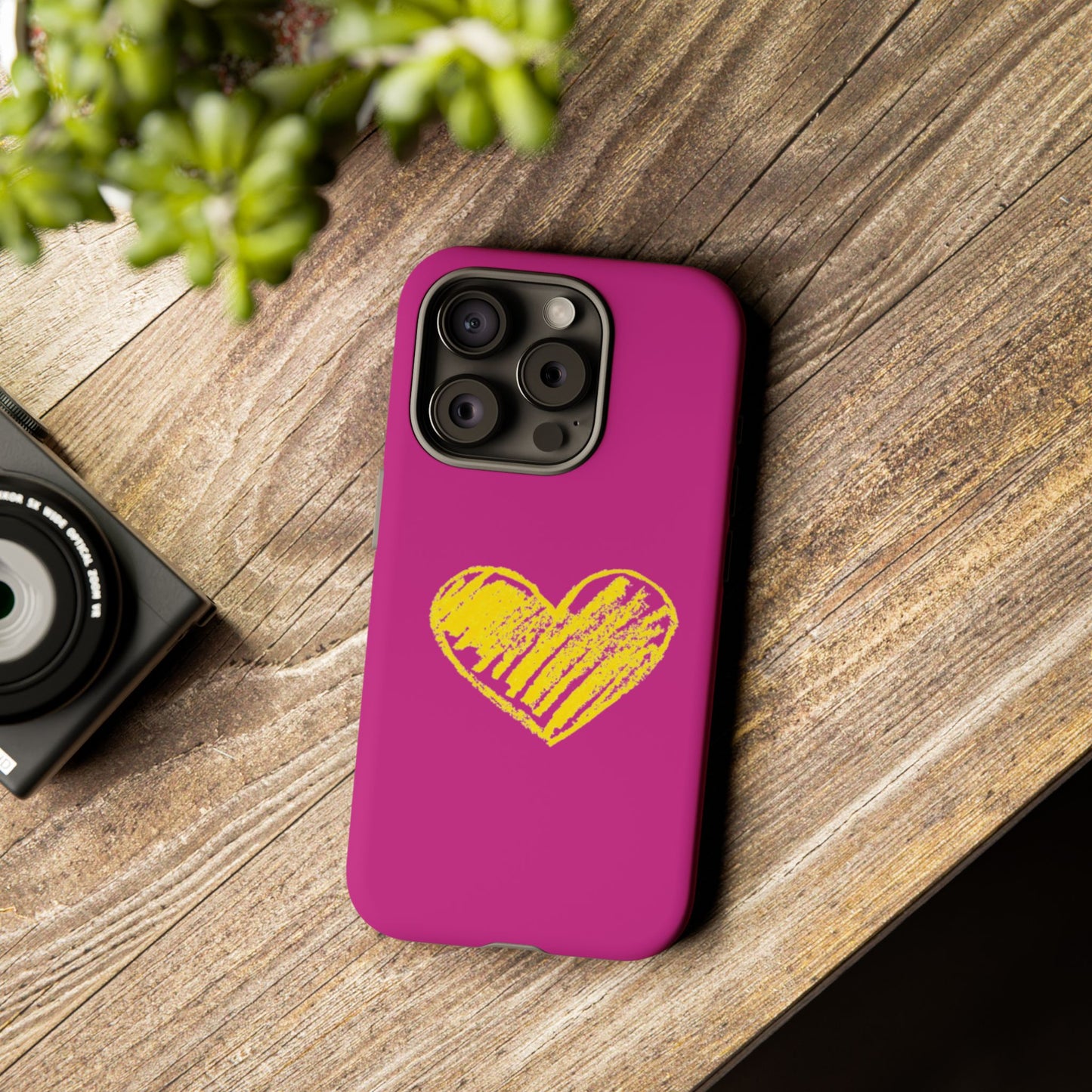 Yellow Heart, Pink Phone Case