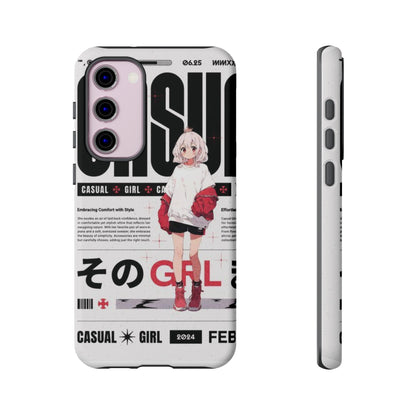 "Casual Girl" Anime Phone Cases for iPhone, Samsung Galaxy, and Google Pixel, Pick your size