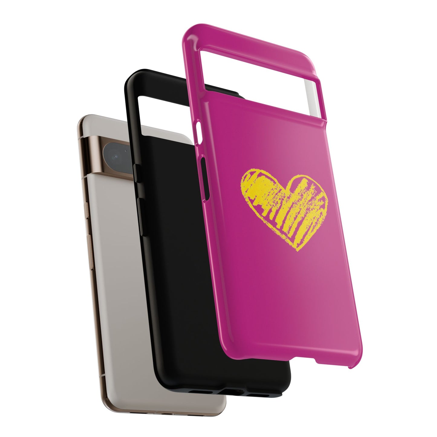 Yellow Heart, Pink Phone Case