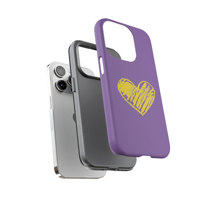 Yellow Heart, Purple Phone Case