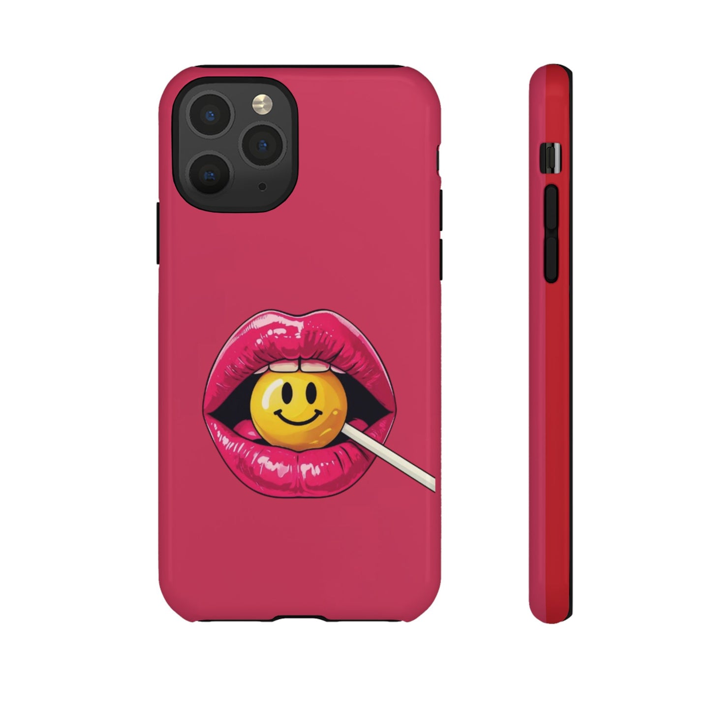 Lips & A Smiley Face Lollipop Phone Case