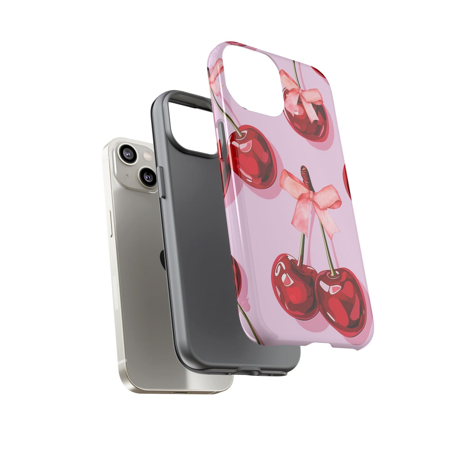 Cherry Ribbon Phone Cases for iPhone, Samsung Galaxy, and Google Pixel