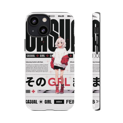 "Casual Girl" Anime Phone Cases for iPhone, Samsung Galaxy, and Google Pixel, Pick your size