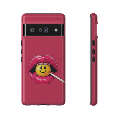 Lips & A Smiley Face Lollipop Phone Case