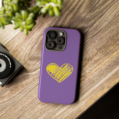 Yellow Heart, Purple Phone Case