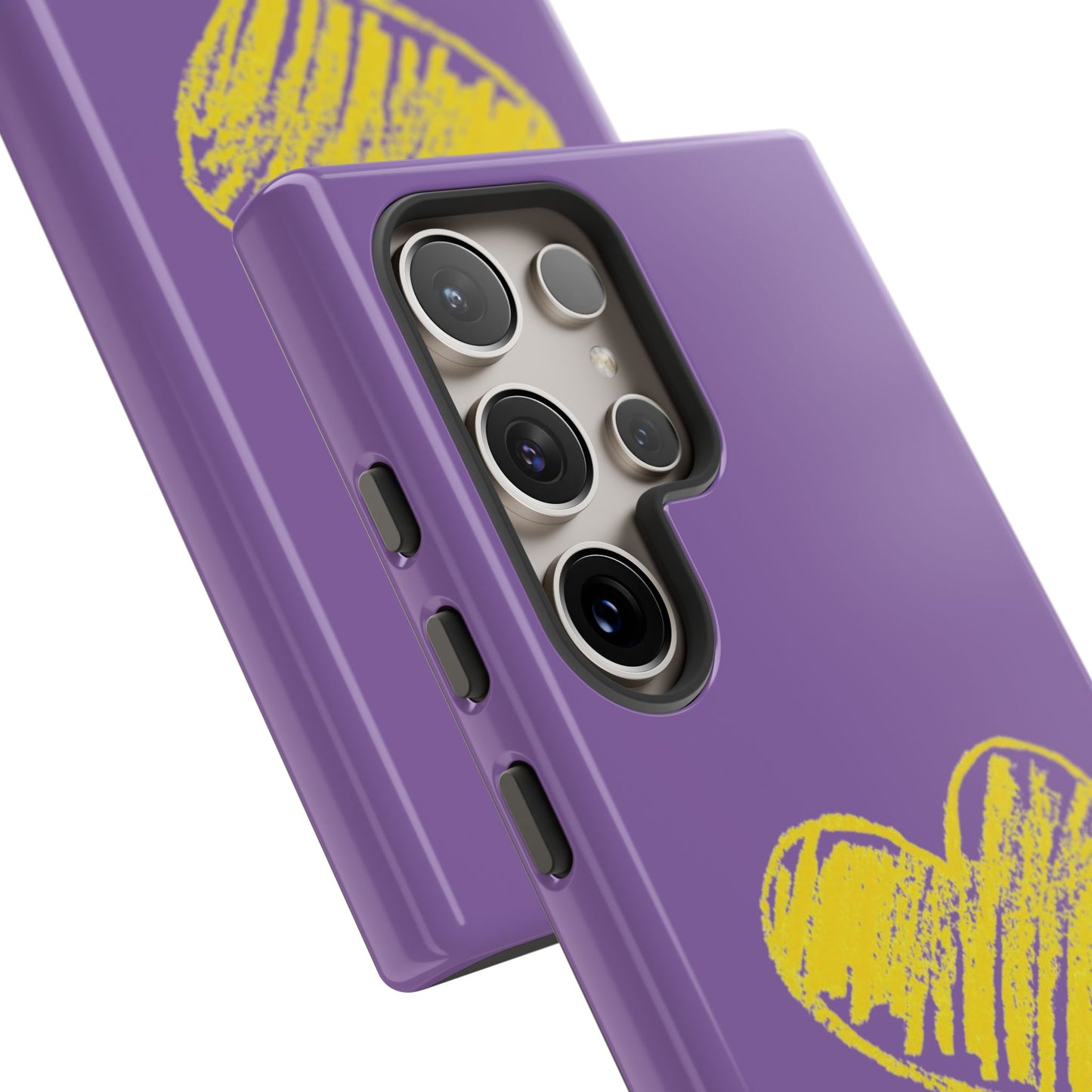 Yellow Heart, Purple Phone Case