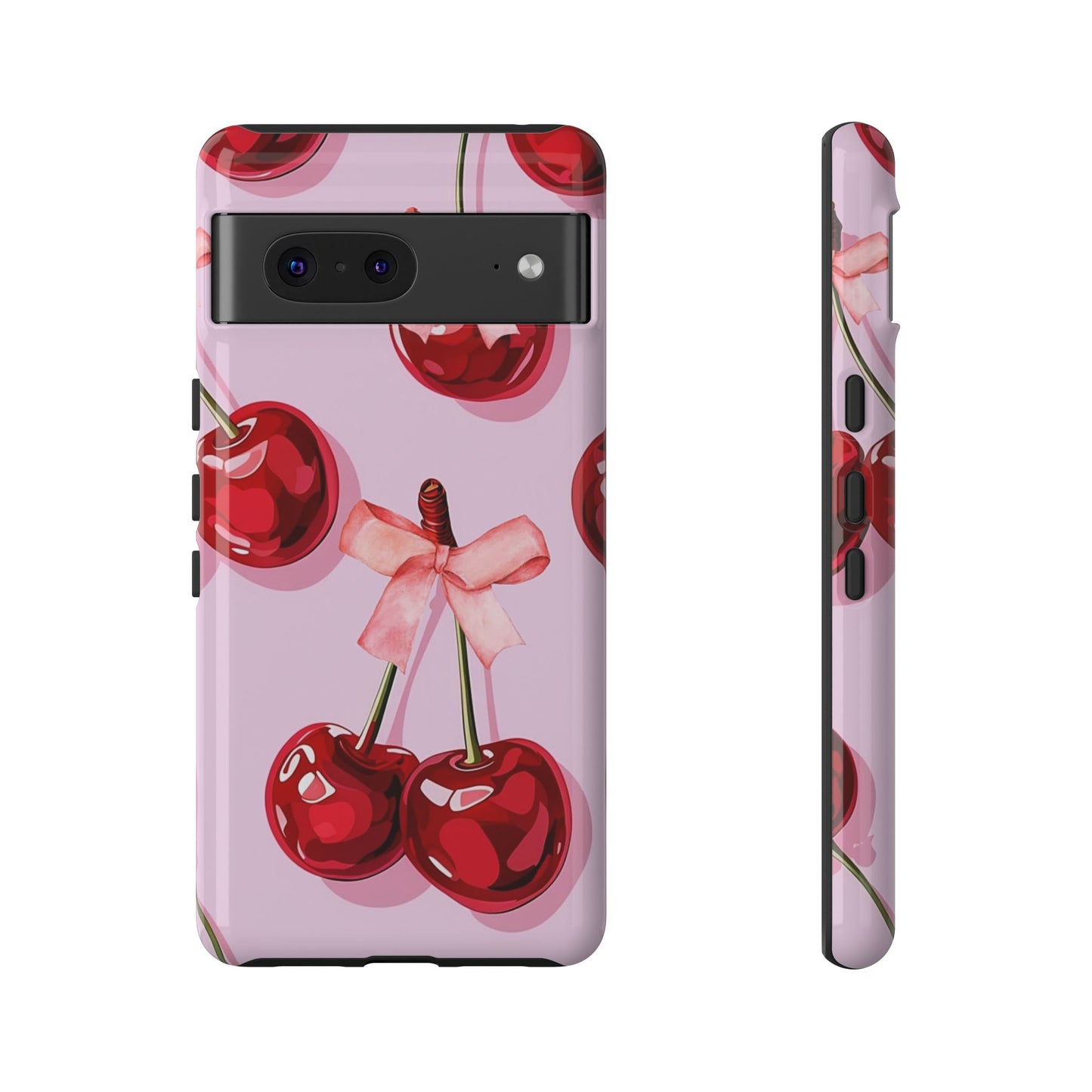 Cherry Ribbon Phone Cases for iPhone, Samsung Galaxy, and Google Pixel