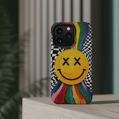 Colorful Smiley Face Magnetic Tough Case - Fun & Durable Phone Protection for iPhones