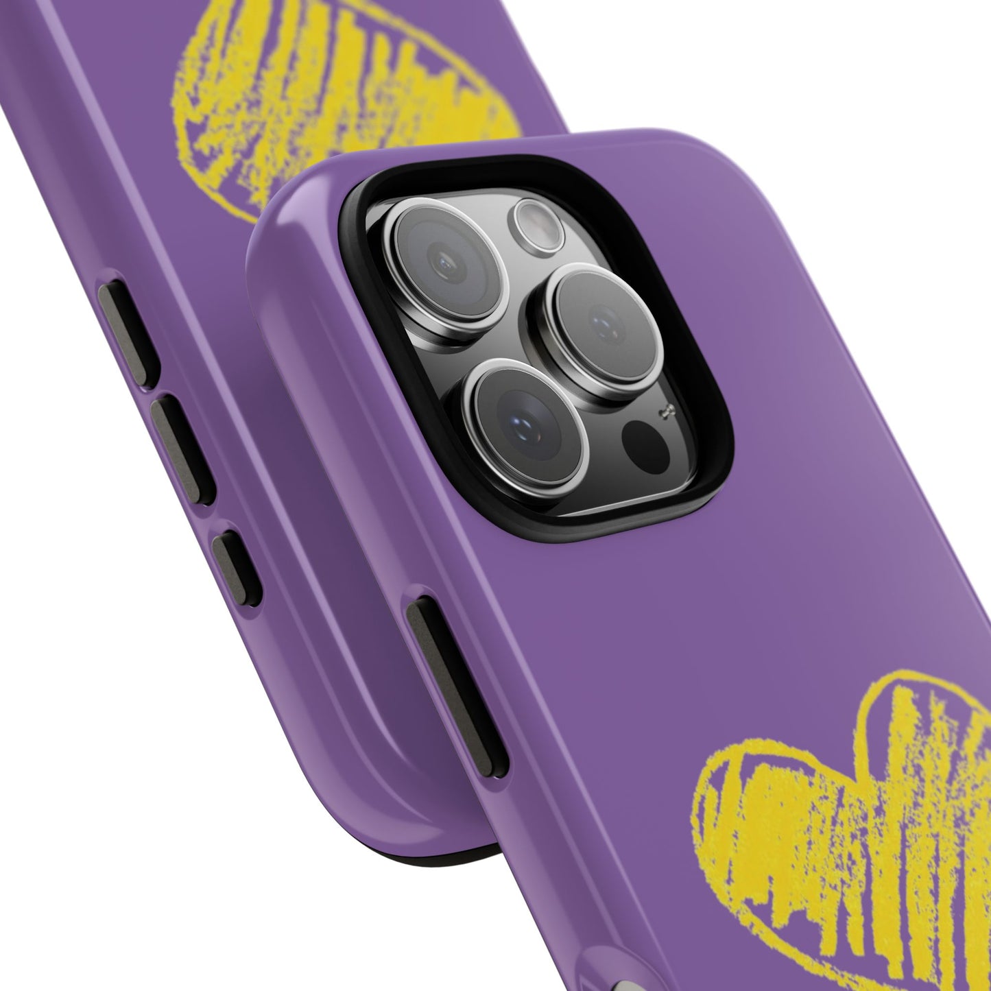 Yellow Heart, Purple Phone Case