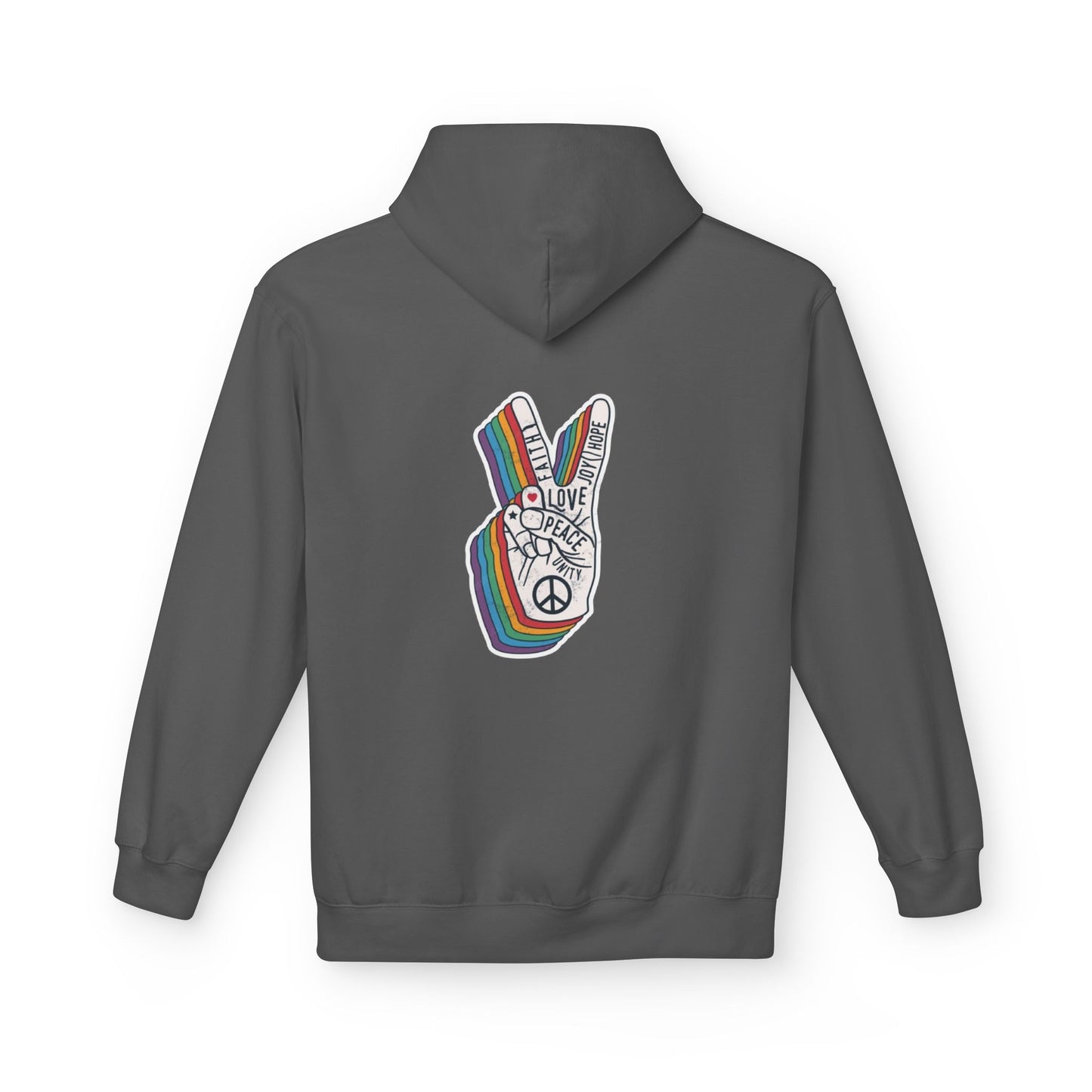 Peace and Love - Cozy Fleece Hoodie - Back design