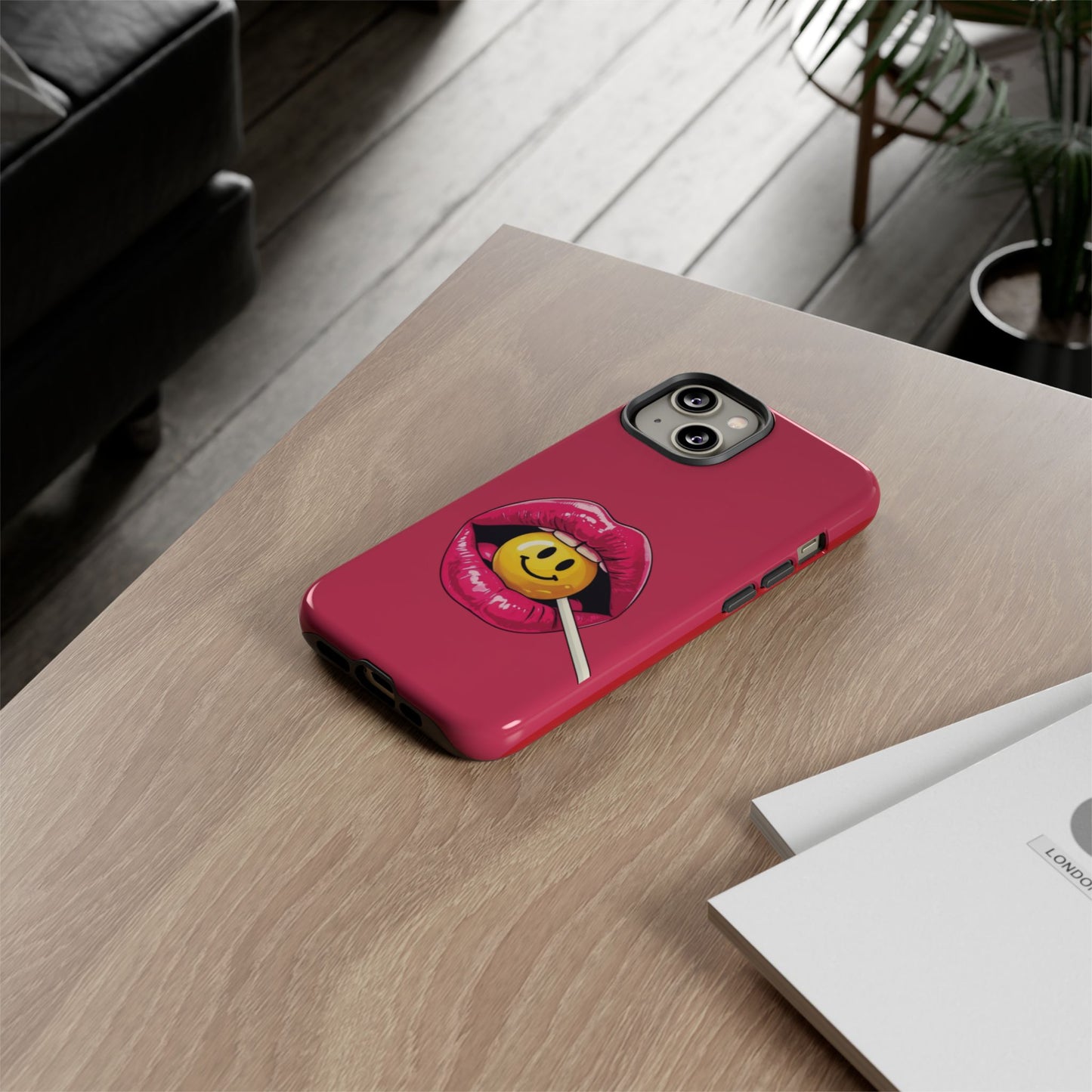 Lips & A Smiley Face Lollipop Phone Case