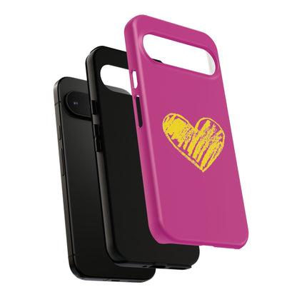 Yellow Heart, Pink Phone Case