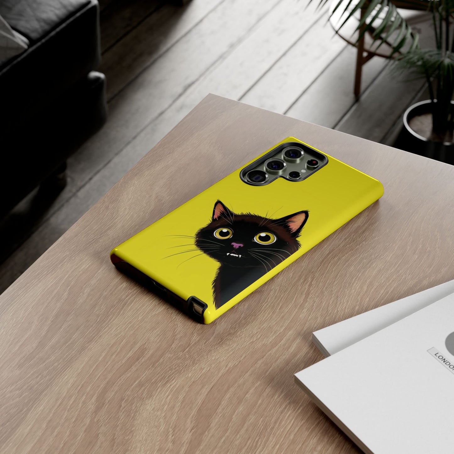 'Cute Cat' Yellow Phone Case