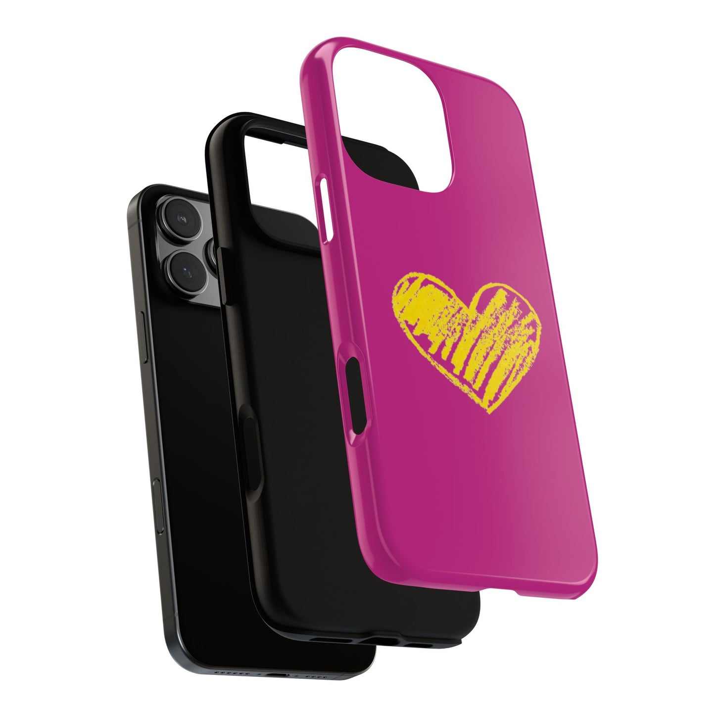 Yellow Heart, Pink Phone Case