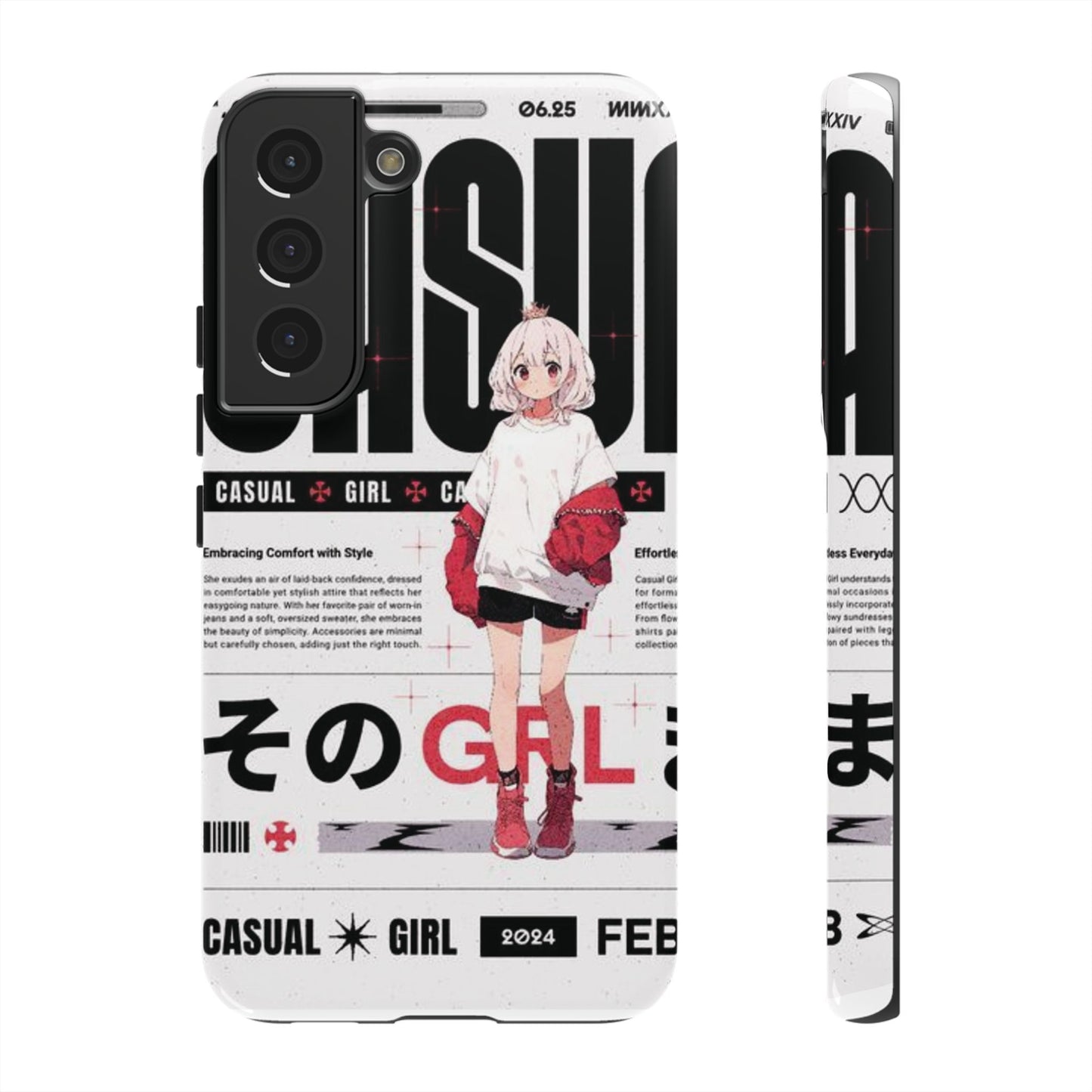 "Casual Girl" Anime Phone Cases for iPhone, Samsung Galaxy, and Google Pixel, Pick your size