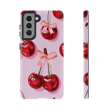 Cherry Ribbon Phone Cases for iPhone, Samsung Galaxy, and Google Pixel