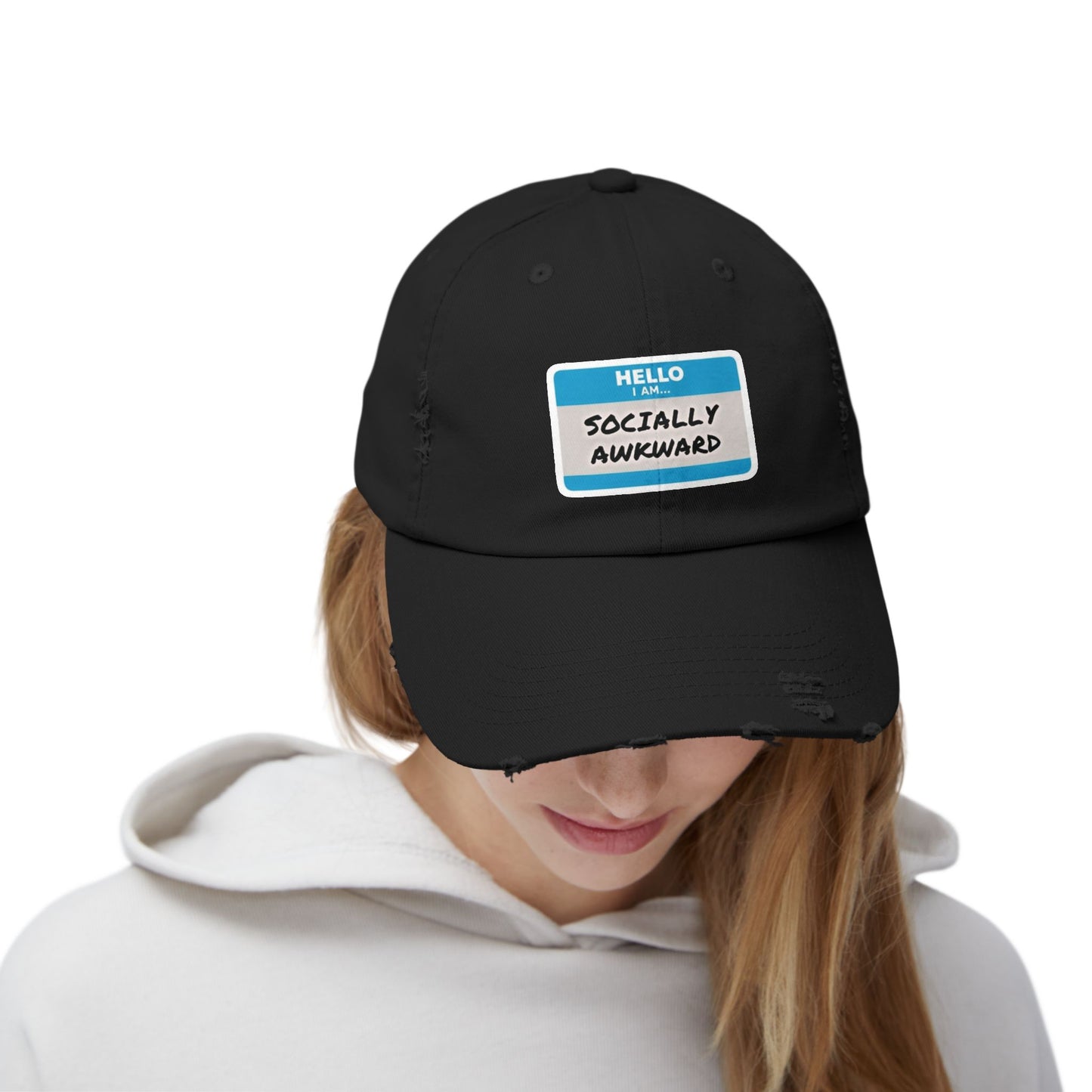 "Hello, I Am Socially Awkward" | Unisex Distressed Cap