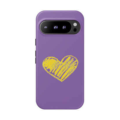 Yellow Heart, Purple Phone Case