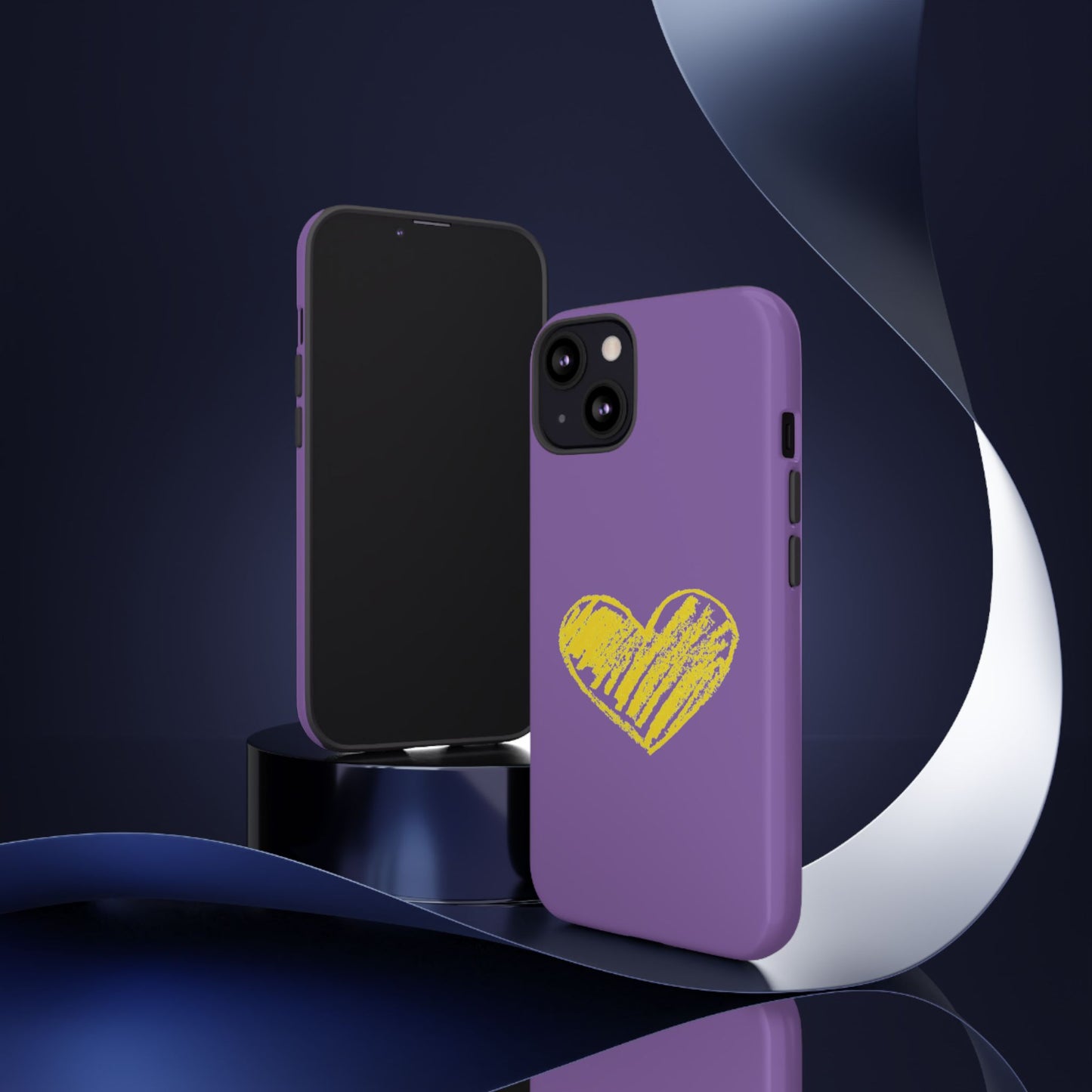 Yellow Heart, Purple Phone Case