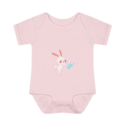 "Bunny Bubble", Infant Baby and Kid's Rib Bodysuit