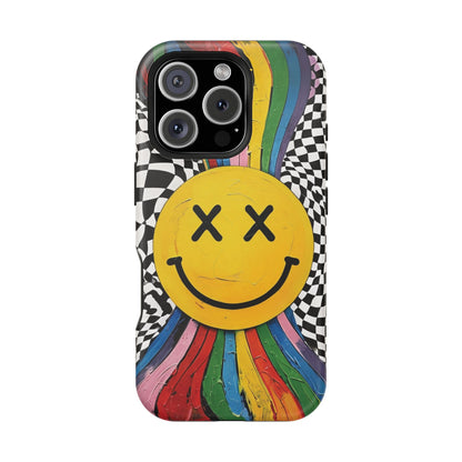 Colorful Smiley Face Magnetic Tough Case - Fun & Durable Phone Protection for iPhones