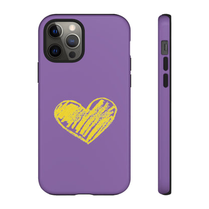 Yellow Heart, Purple Phone Case