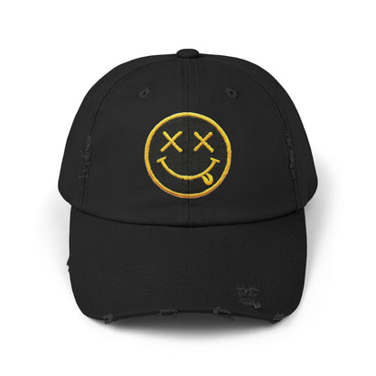 Smiley Face | Unisex Distressed Cap