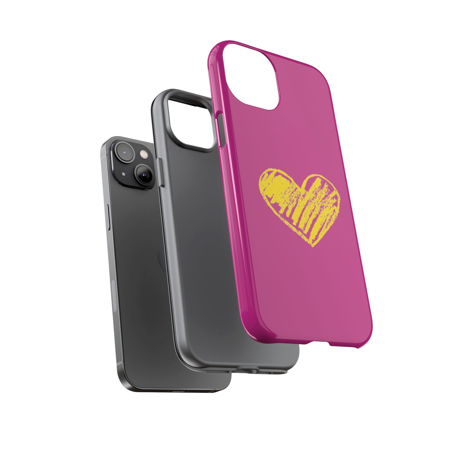 Yellow Heart, Pink Phone Case