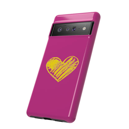 Yellow Heart, Pink Phone Case