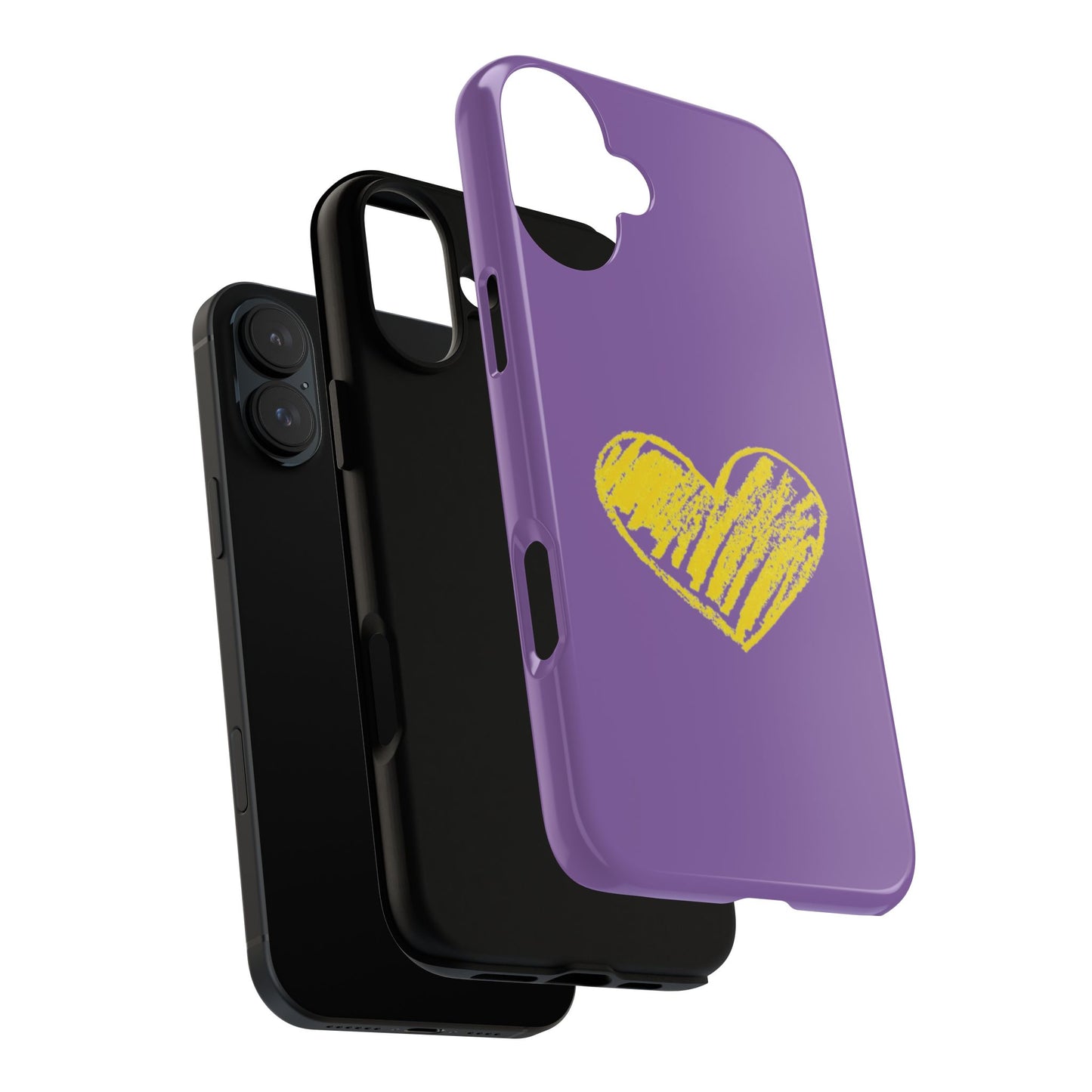 Yellow Heart, Purple Phone Case