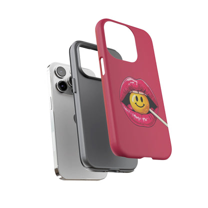 Lips & A Smiley Face Lollipop Phone Case