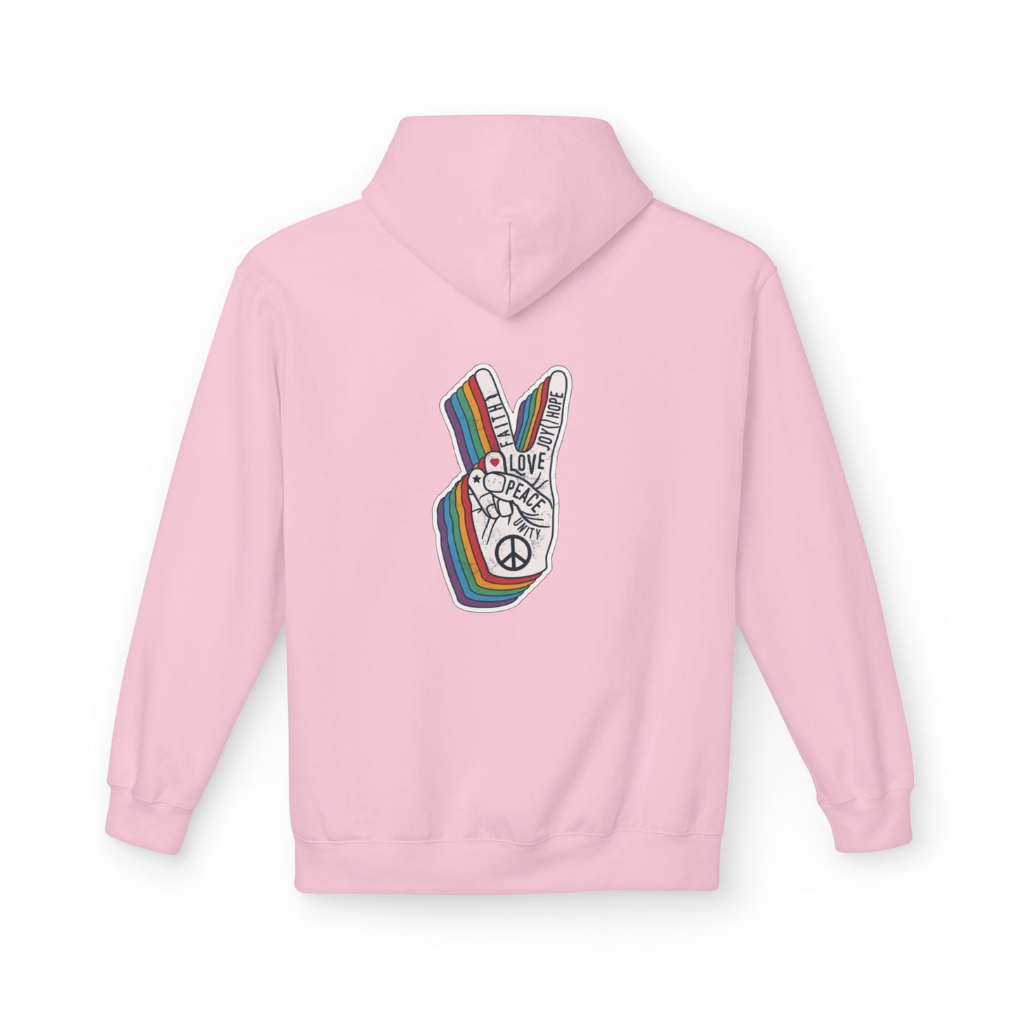 Peace and Love - Cozy Fleece Hoodie - Back design