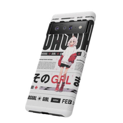 "Casual Girl" Anime Phone Cases for iPhone, Samsung Galaxy, and Google Pixel, Pick your size