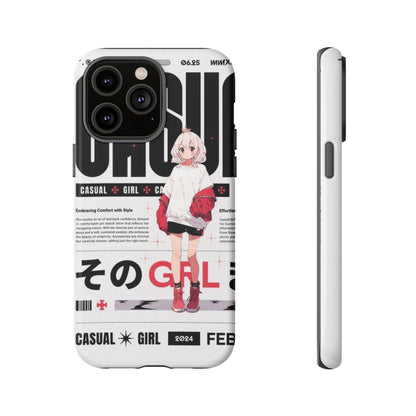 "Casual Girl" Anime Phone Cases for iPhone, Samsung Galaxy, and Google Pixel, Pick your size