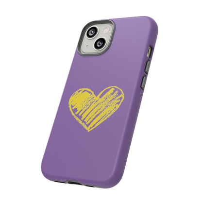 Yellow Heart, Purple Phone Case