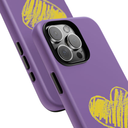 Yellow Heart, Purple Phone Case