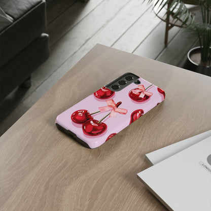 Cherry Ribbon Phone Cases for iPhone, Samsung Galaxy, and Google Pixel