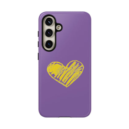 Yellow Heart, Purple Phone Case