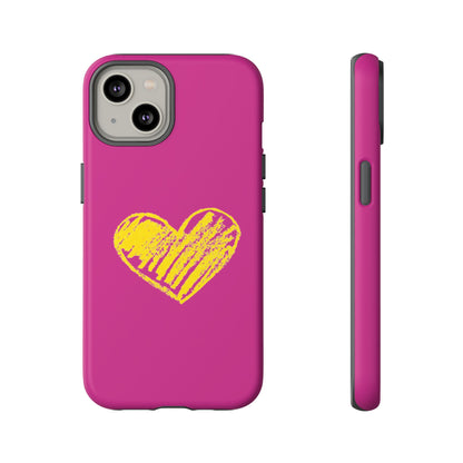 Yellow Heart, Pink Phone Case