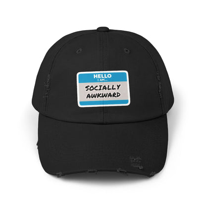 "Hello, I Am Socially Awkward" | Unisex Distressed Cap