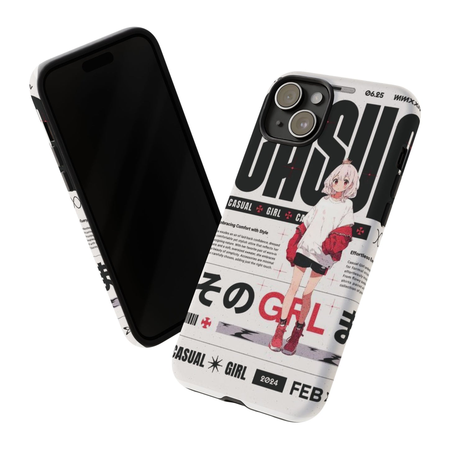 "Casual Girl" Anime Phone Cases for iPhone, Samsung Galaxy, and Google Pixel, Pick your size