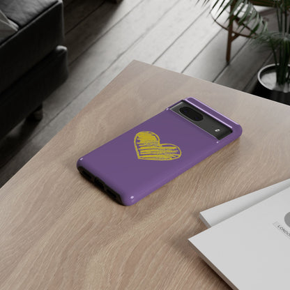 Yellow Heart, Purple Phone Case