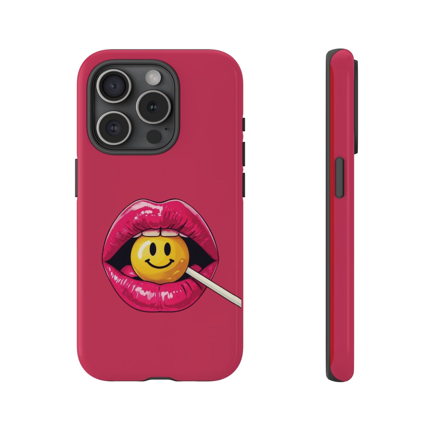 Lips & A Smiley Face Lollipop Phone Case