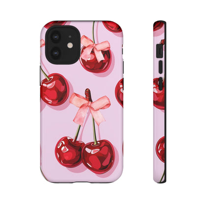 Cherry Ribbon Phone Cases for iPhone, Samsung Galaxy, and Google Pixel