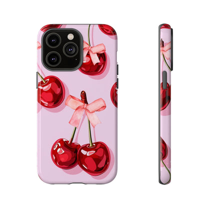 Cherry Ribbon Phone Cases for iPhone, Samsung Galaxy, and Google Pixel