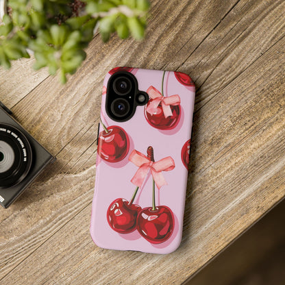 Cherry Ribbon Phone Cases for iPhone, Samsung Galaxy, and Google Pixel